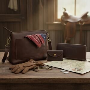 Montana Hudson Leather Crossbody Set – Purse, Wallet & Coin Pouch